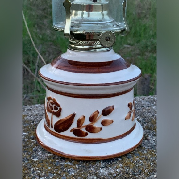 Vintage Unused LAMPLIGHT FARMS Glazed Ceramic Kerosene Oil Lantern Lamp - Picture 4 of 12